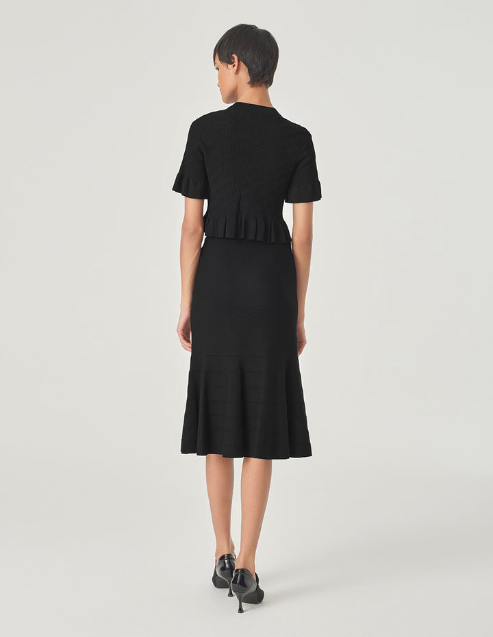 MARYLING Fishtail Knitted Black Skirt