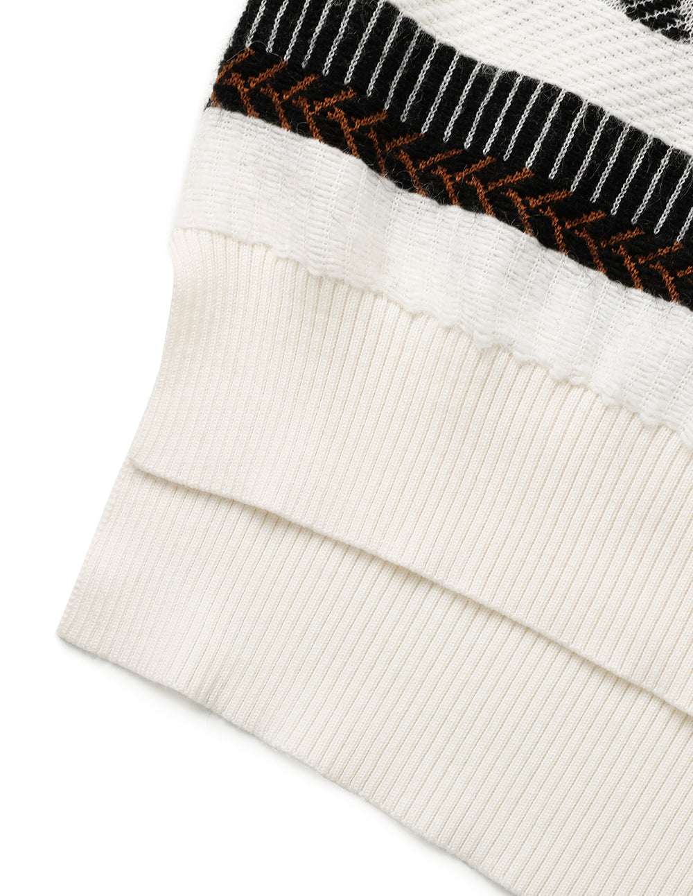 MARYLING Black And White Striped Round Neck Knitted Sweater