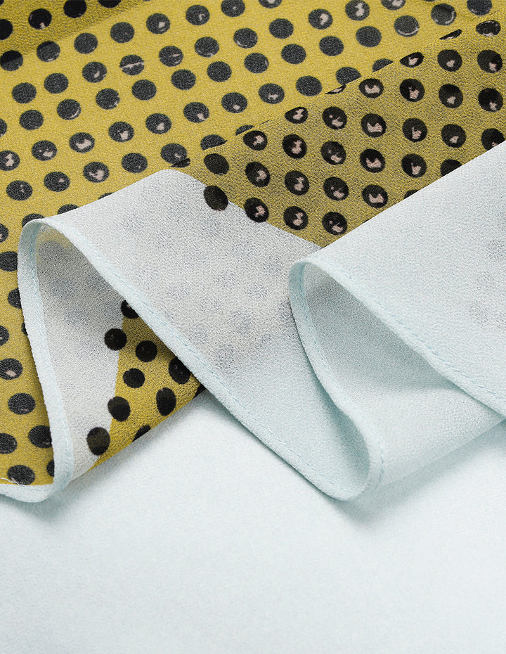 MARYLING Lapel Long Sleeve Colorful Block Print Irregular Hem Shirt Dress