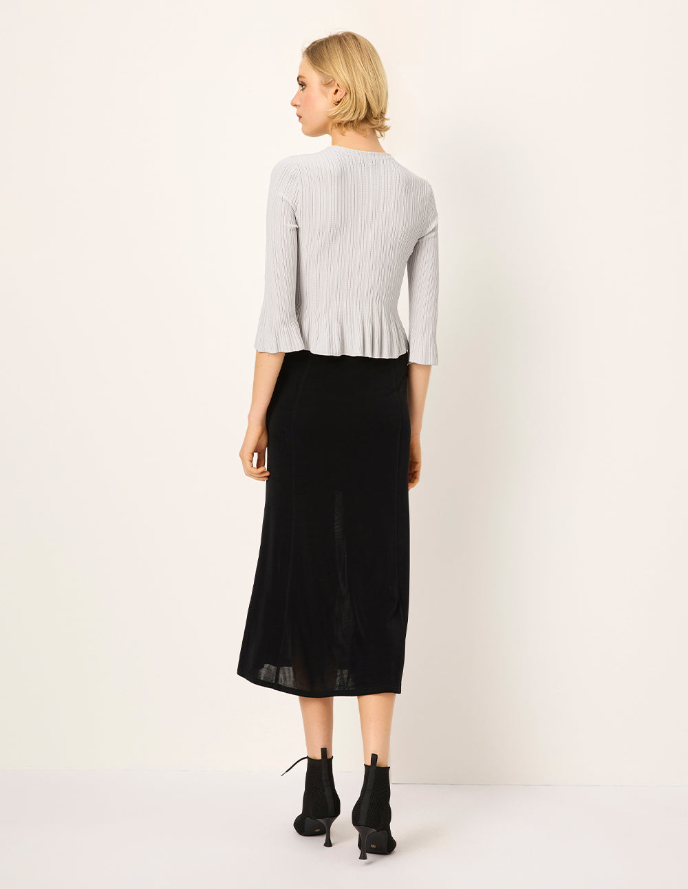 MARYLING V-neck Long-Sleeve Tie Ribbed Textured Knitted Cardigan