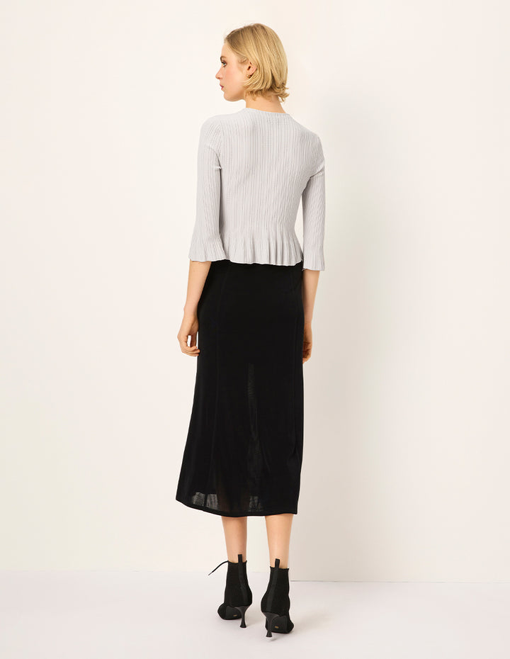 MARYLING V-neck Long-Sleeve Tie Ribbed Textured Knitted Cardigan