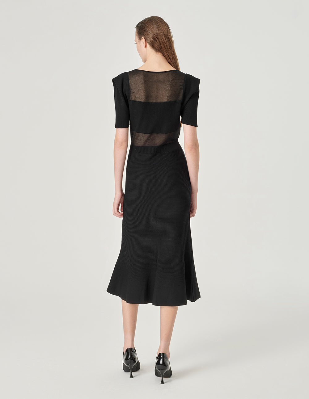 MARYLING Black Fishtail Knitted Dress