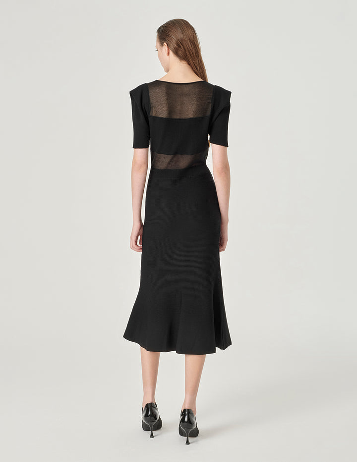 MARYLING Black Fishtail Knitted Dress