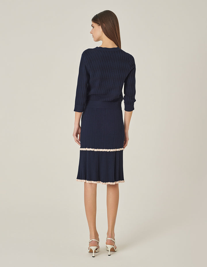 MARYLING Blue And White Contrasting Knitted Skirt