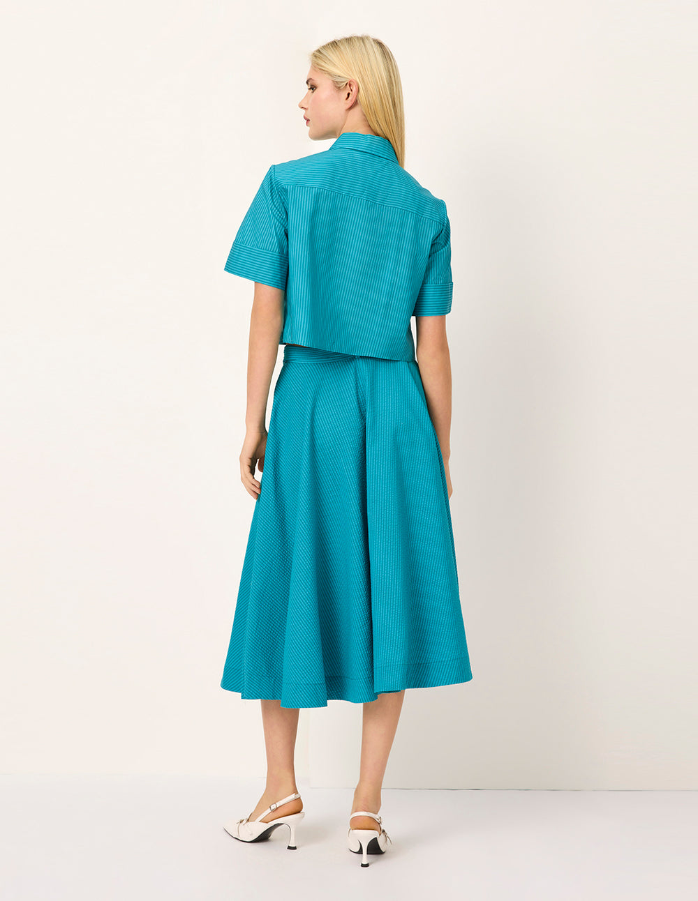 MARYLING A-Line Knee-Length Pleated Cotton Skirt