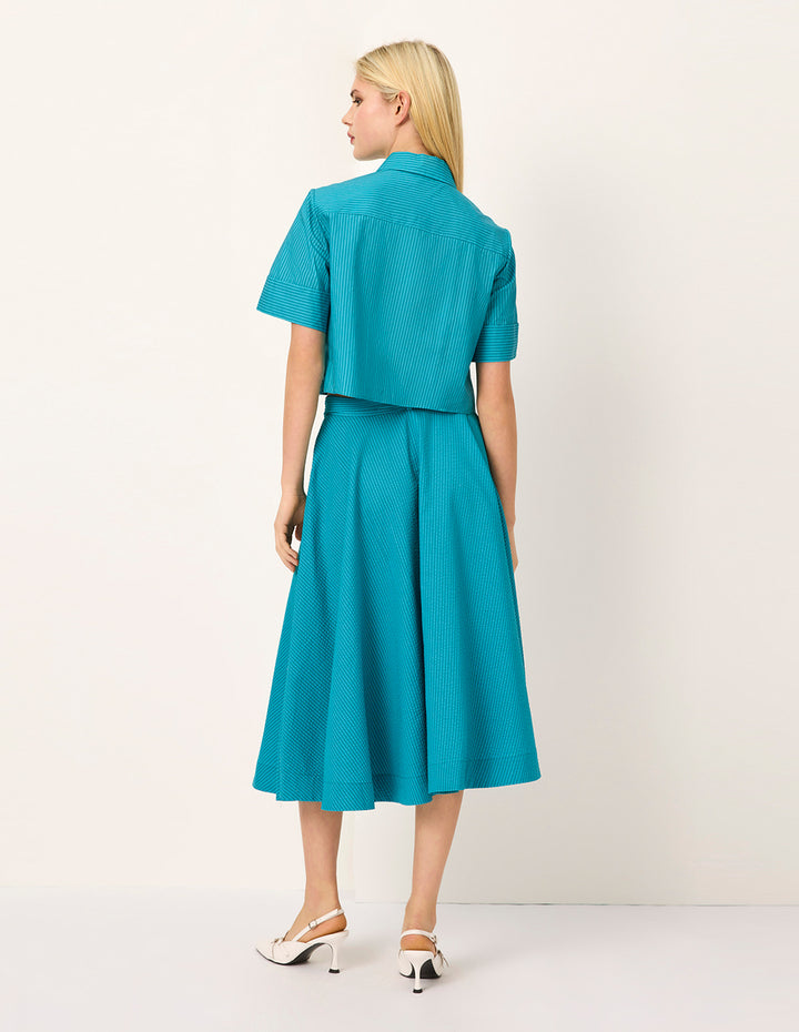 MARYLING A-Line Knee-Length Pleated Cotton Skirt