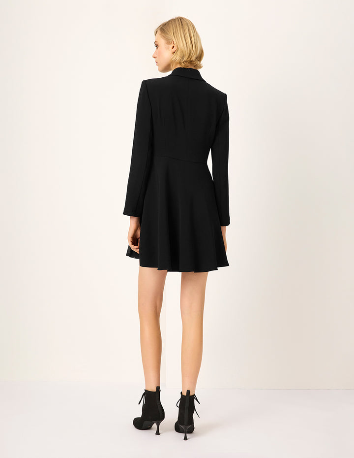 MARYLING Lapel Asymmetric-Pleated Wrap Front Blazer