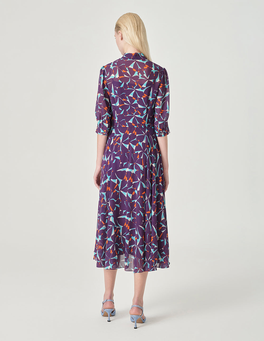 MARYLING Floral Half-Sleeves Midi Dress