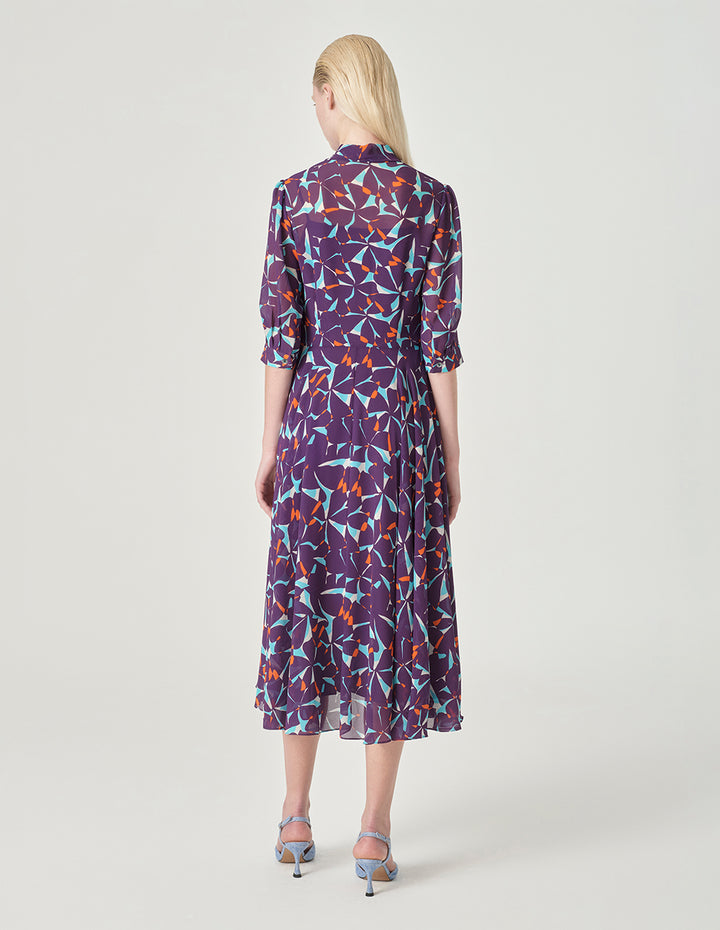 MARYLING Floral Half-Sleeves Midi Dress