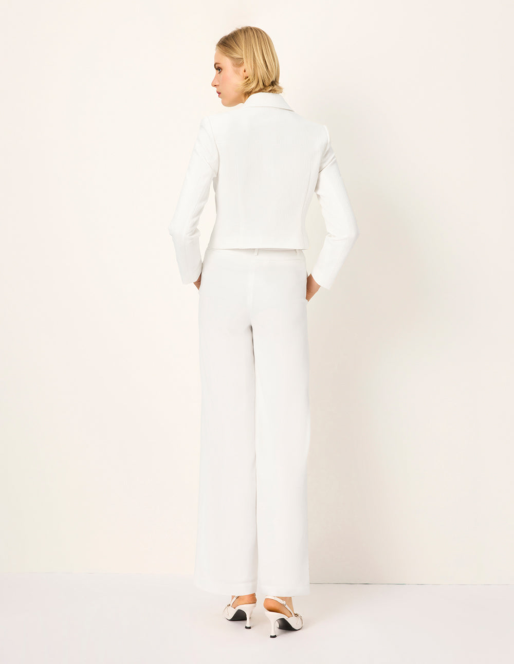 MARYLING White High-Waist Straight Wide-Leg Pants
