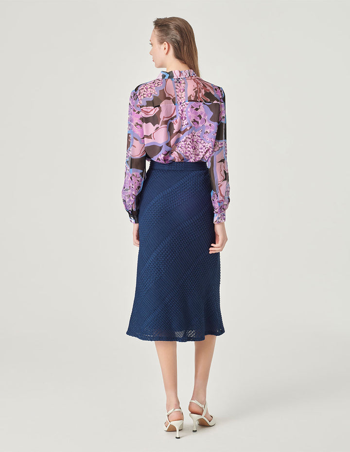 MARYLING V-Neck Silk Printed Blouse