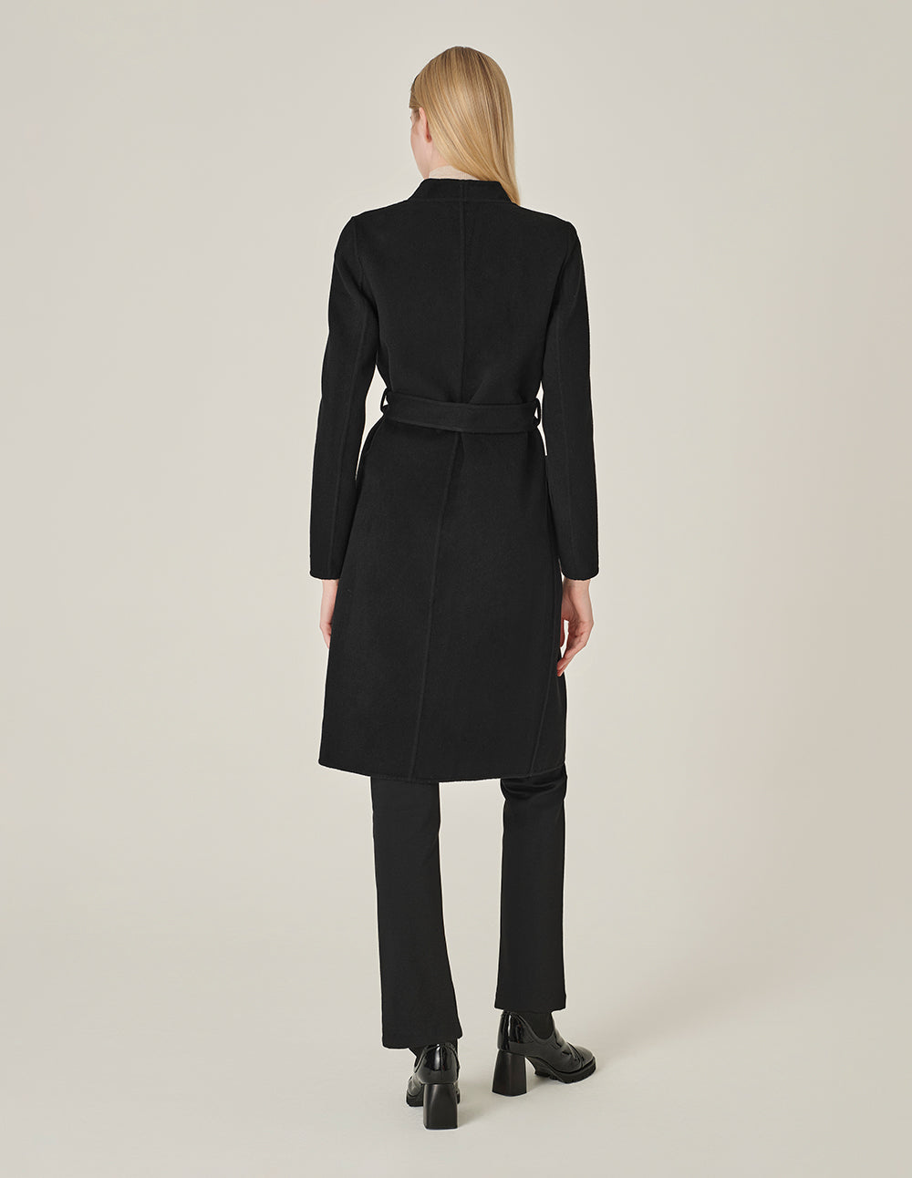 MARYLING V-Neck Double-Sided Tweed Mid-Length Silk Wool Coat