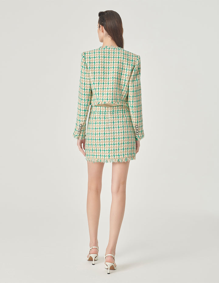MARYLING Checked Short Tweed Jacket