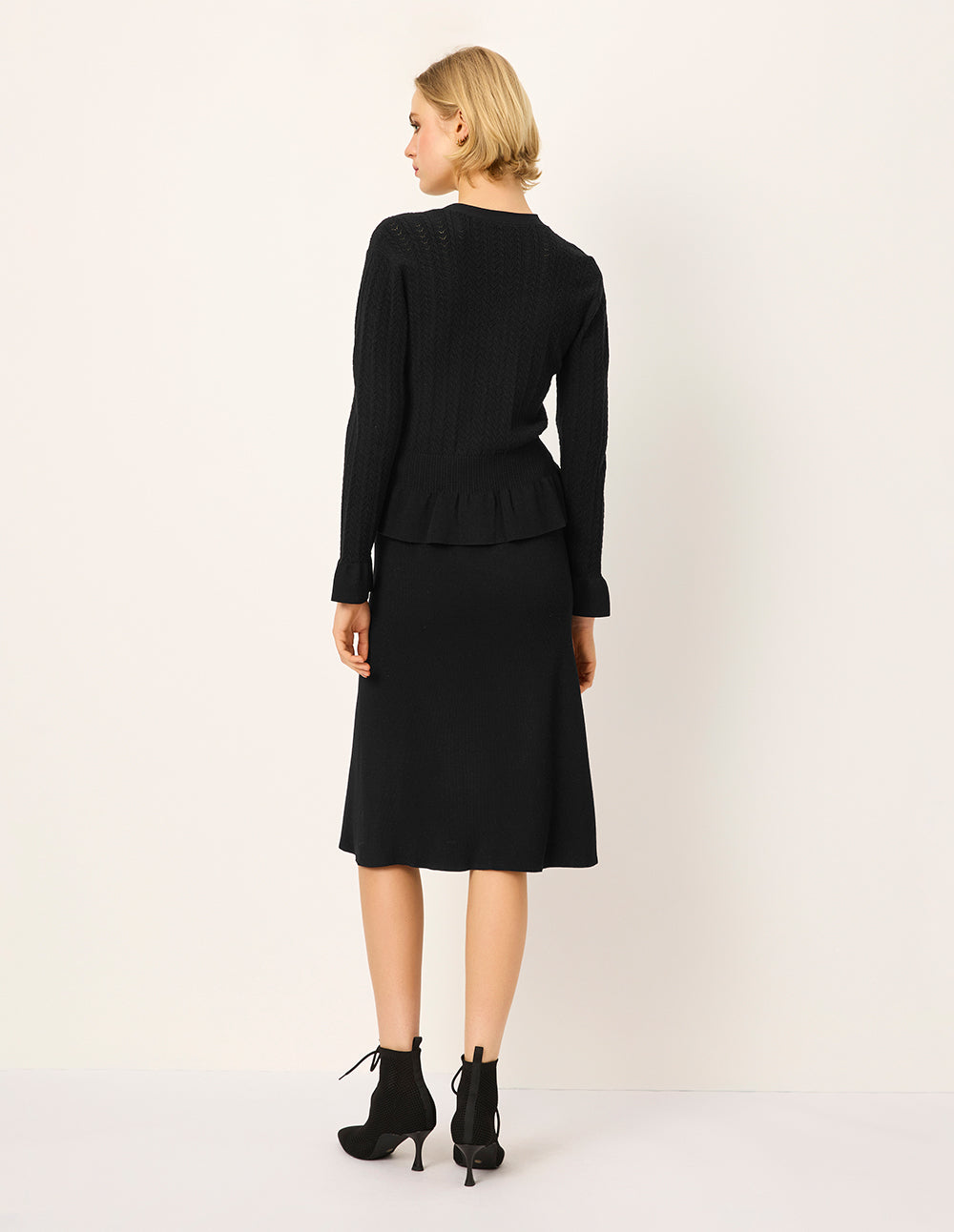 MARYLING V-neck Long-Sleeve Ruffle-Trim Knit Cardigan