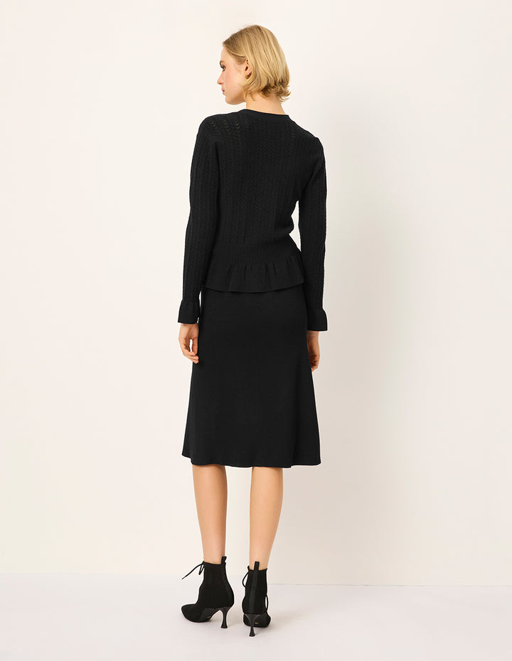 MARYLING V-neck Long-Sleeve Ruffle-Trim Knit Cardigan