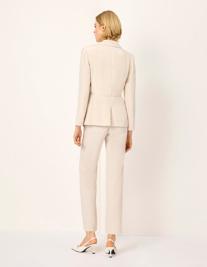 MARYLING Peaked Lapel Long-Sleeve Wrapped Silk Blazer