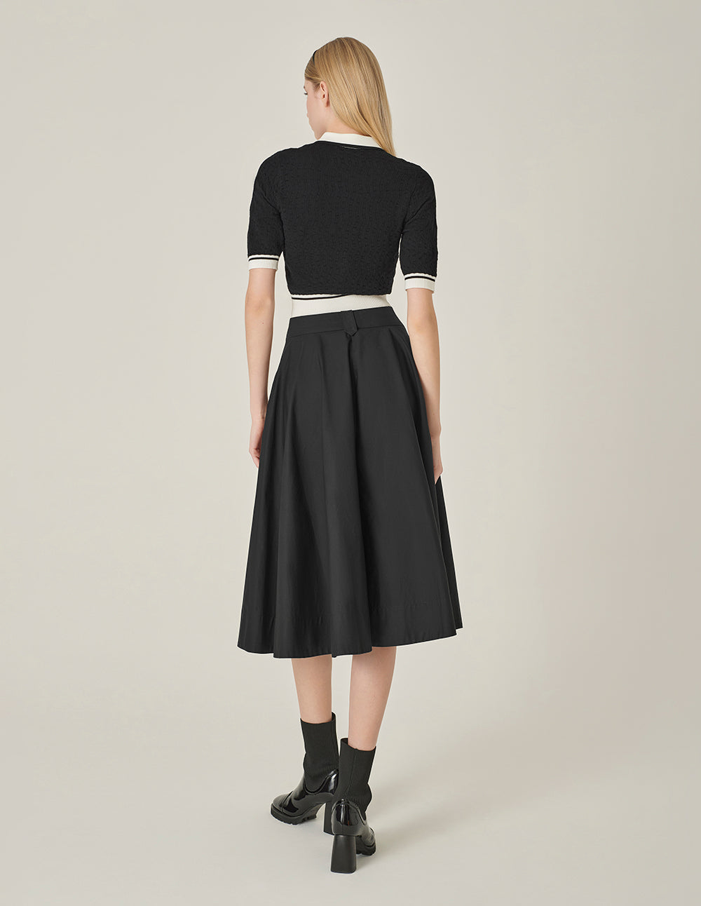 MARYLING Black Retro A-Line Umbrella Skirt