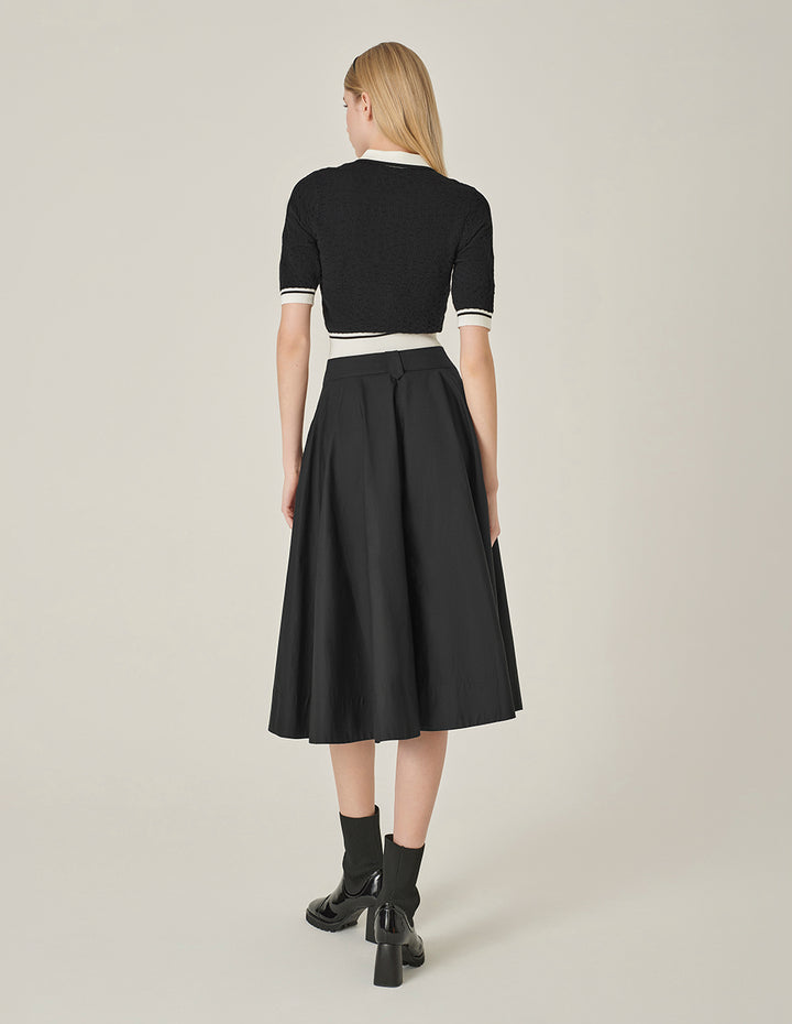 MARYLING Black Retro A-Line Umbrella Skirt