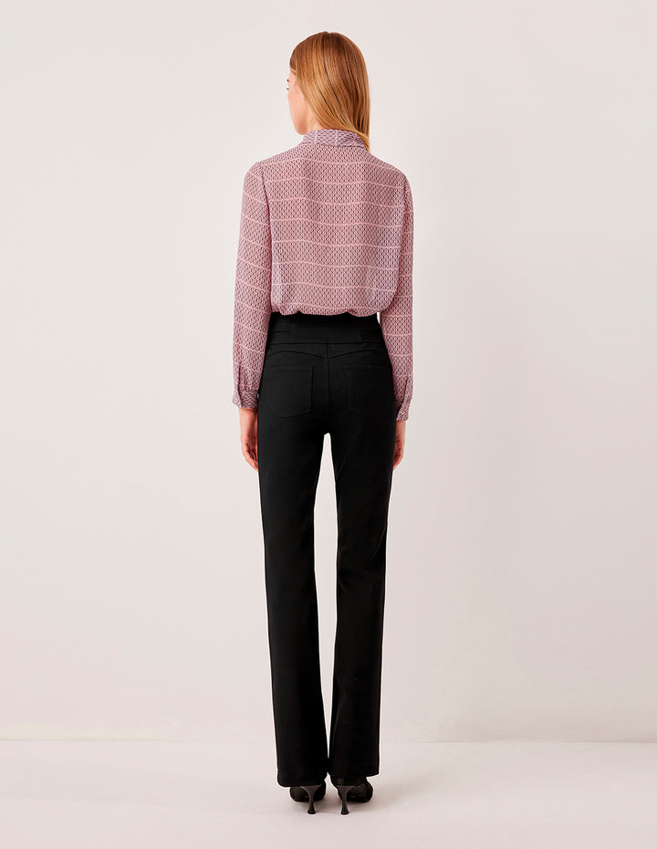 MARYLING High-Waisted Black Hip-Lifting Straight-Leg Trousers