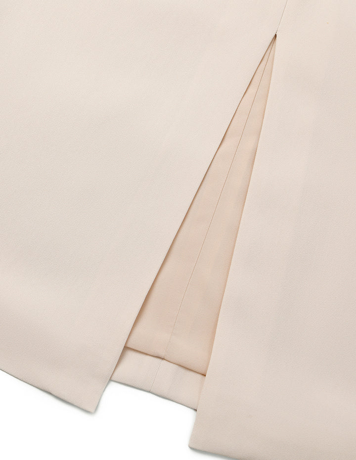 MARYLING V-Neck Short-Sleeve Front-Slit Midi Dress