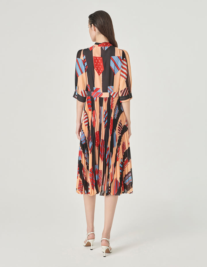MARYLING V-Neck Mid-Sleeve Printed Dress