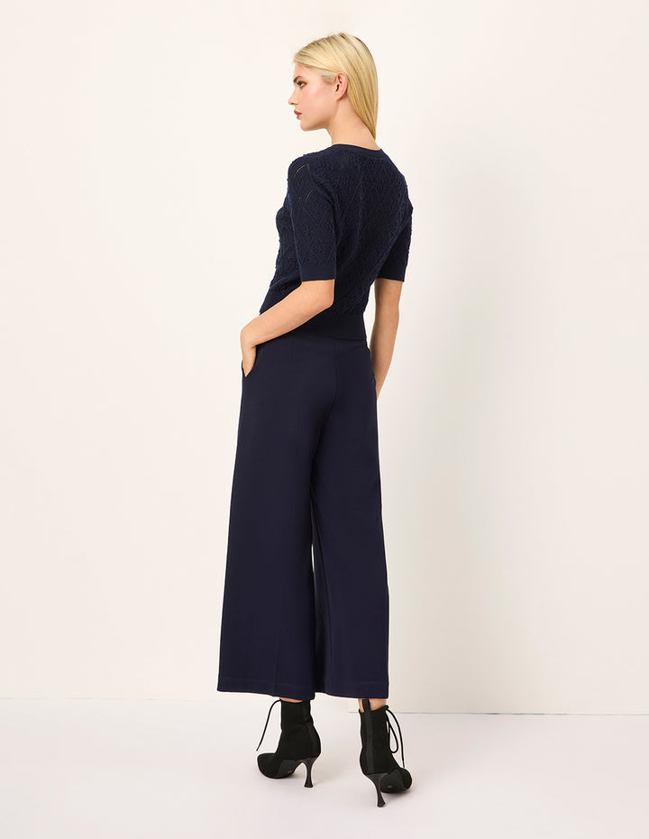 MARYLING V-Neck Short-Sleeve Diamond Check Cardigan