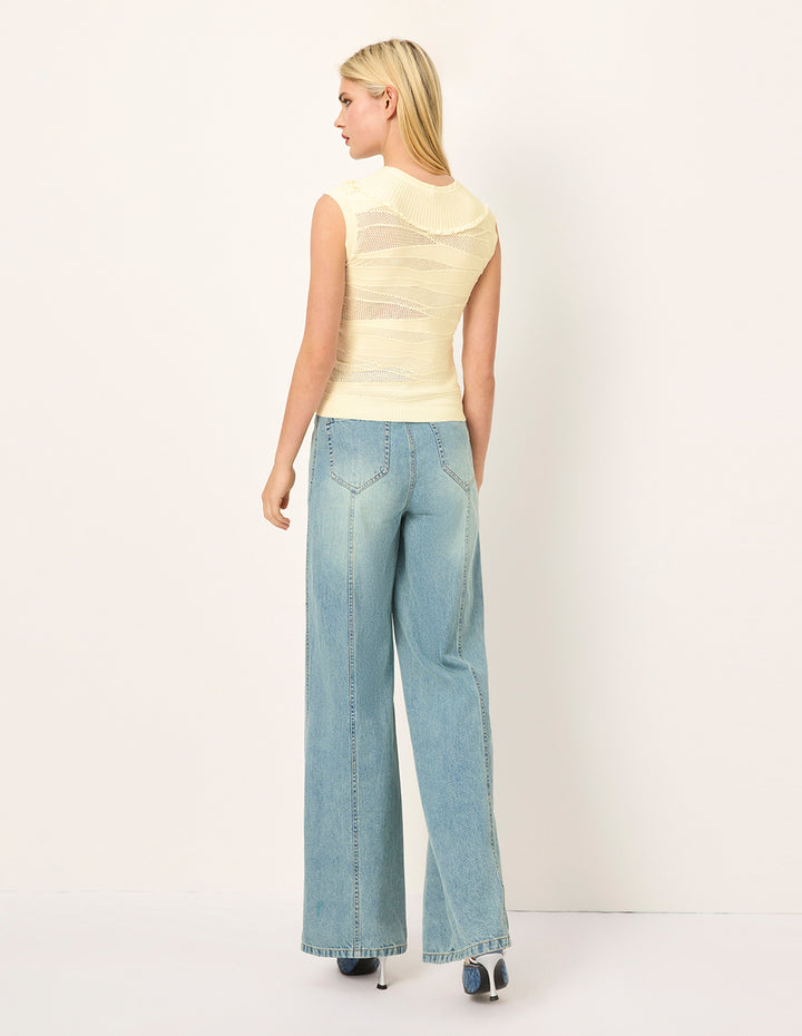 MARYLING Crew-Neck Sleeveless Ribbed Knit Top