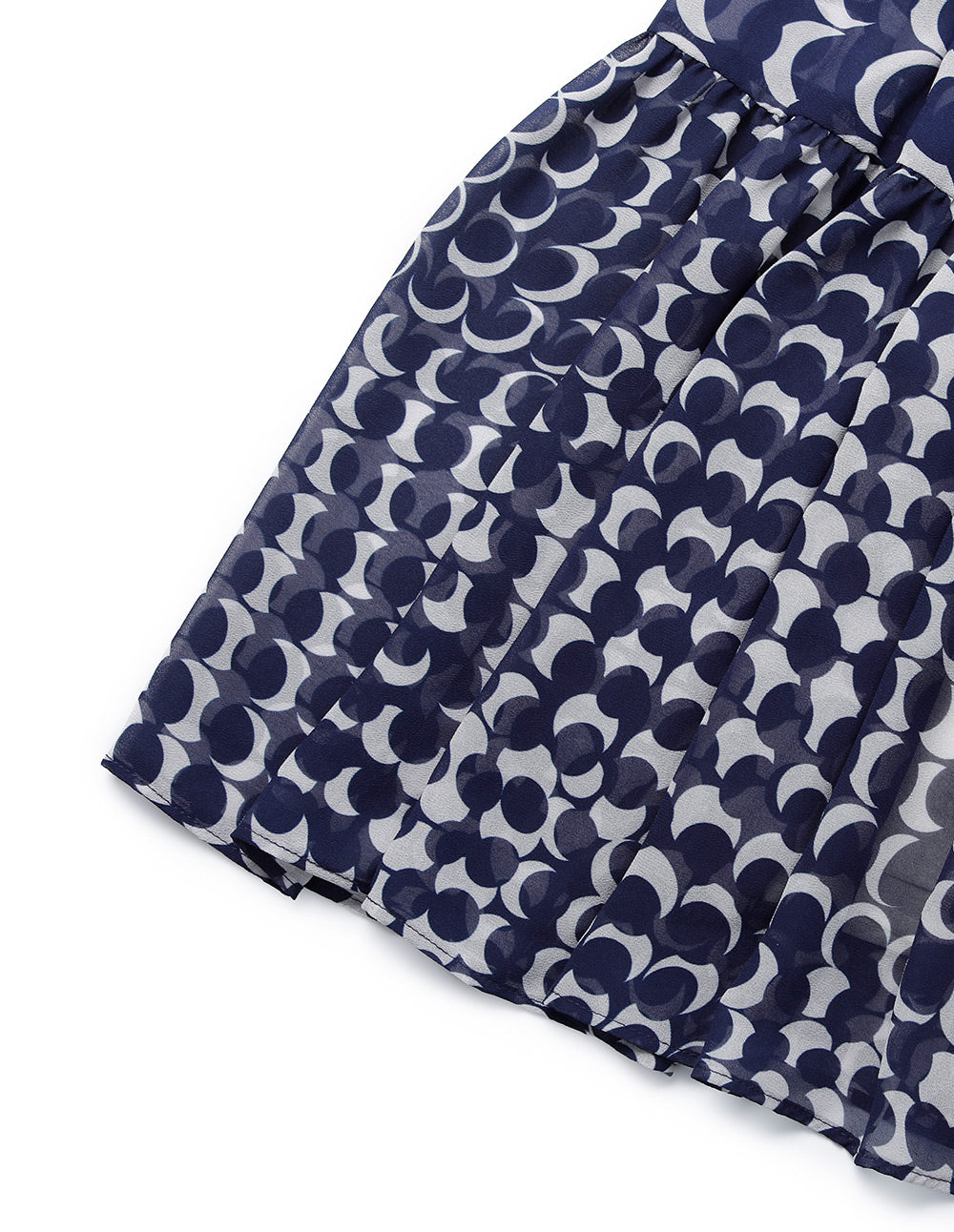 MARYLING V-Neck Ruffle Empire-Waist Spot Printed Pleated Midi Dress