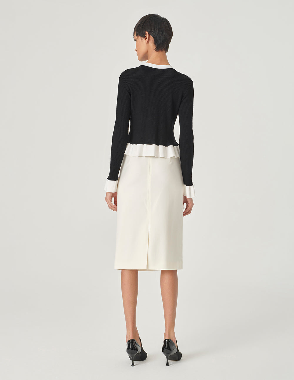 MARYLING Black Ruffled Knitted Cardigan