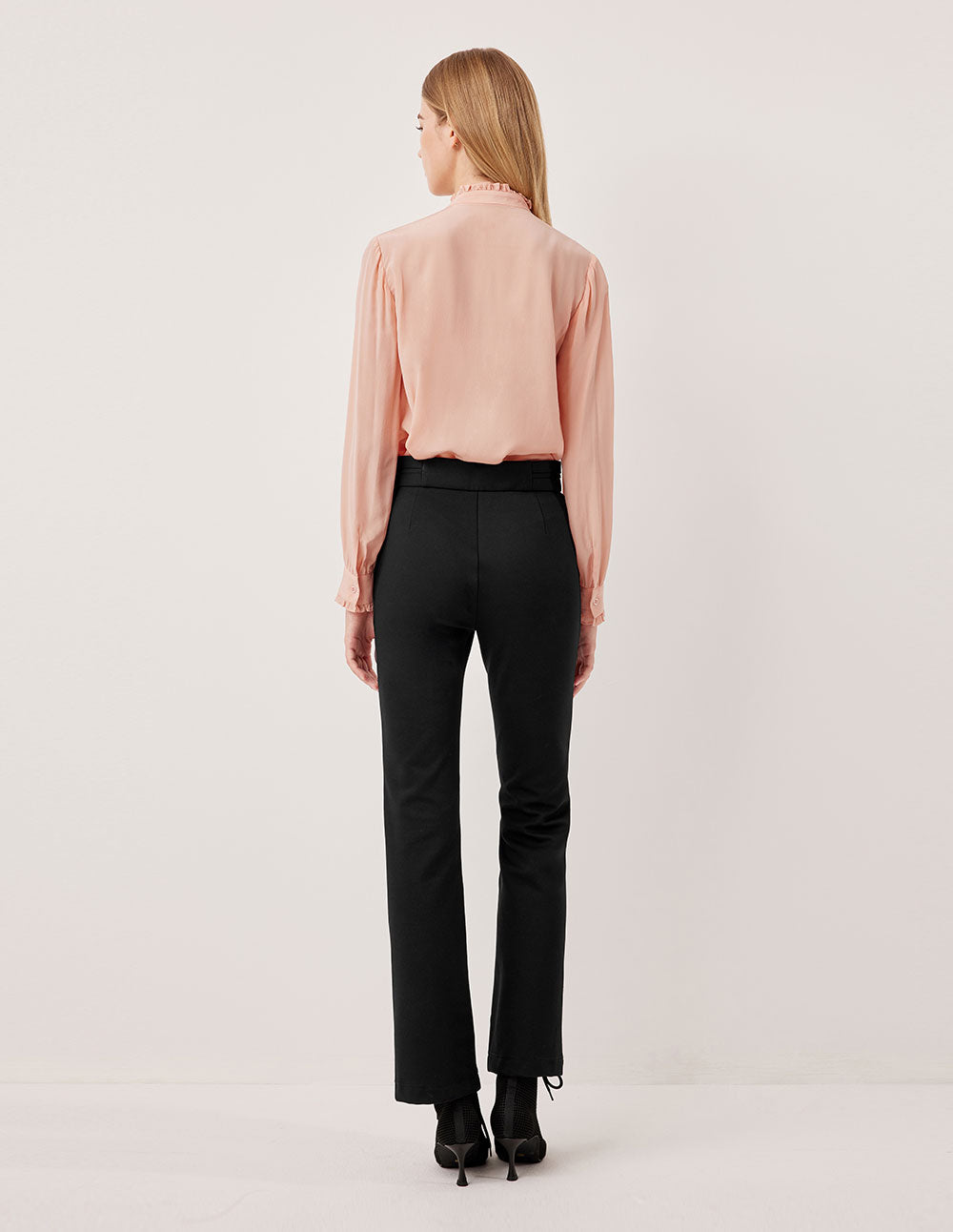 MARYLING Commuter Black Slim Fit Wide Leg Straight Trousers