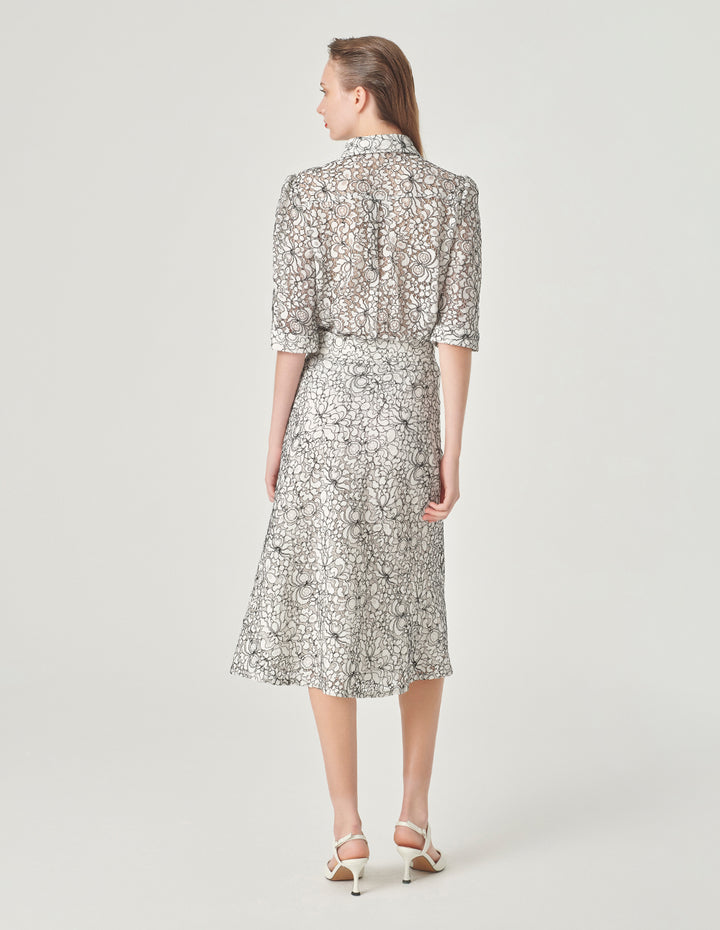 MARYLING Contrast Color Lace Fishtail Skirt