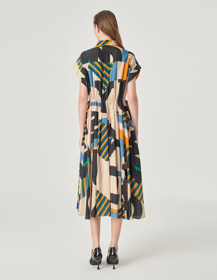 MARYLING Shirt Collar Short-Sleeves Printed Dress