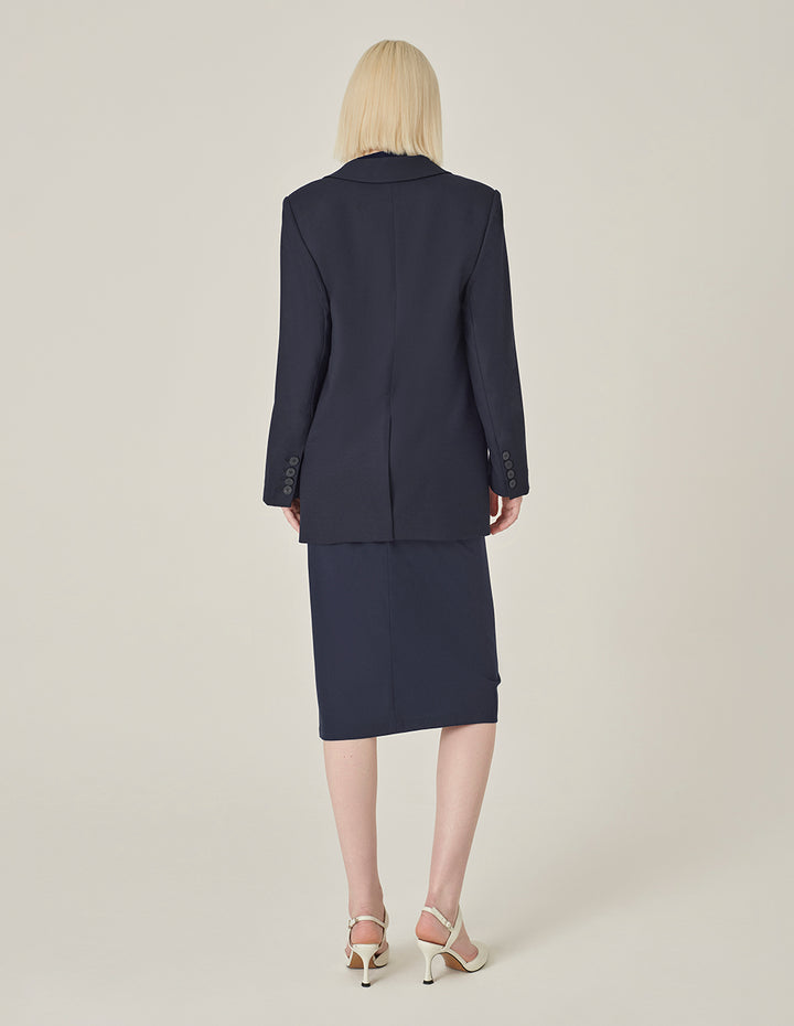 MARYLING Crew-Neck Long-Sleeve Cropped Multi-Pockets Wool Knitted Cardigan