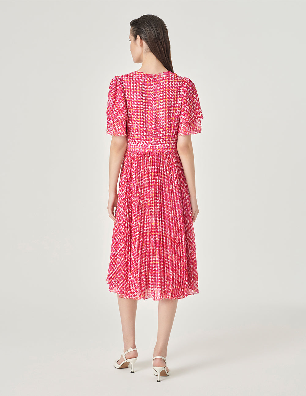 MARYLING Houndstooth Sunpleat Dress