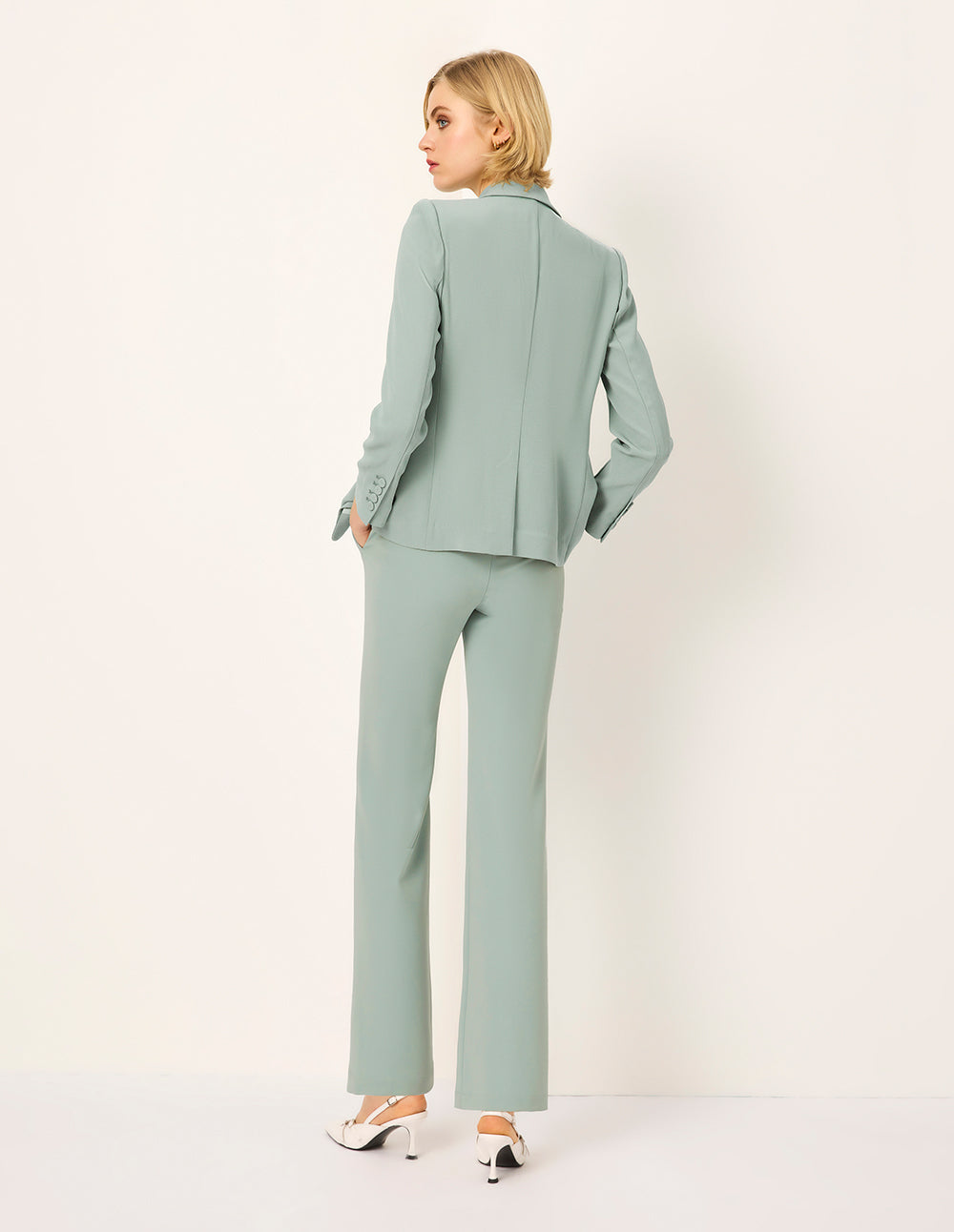 MARYLING Peaked Lapel One-Button Long-Sleeve Blazer