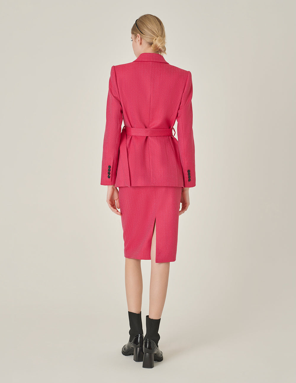 MARYLING Red Herringbone Single-Breasted Wool Jacket