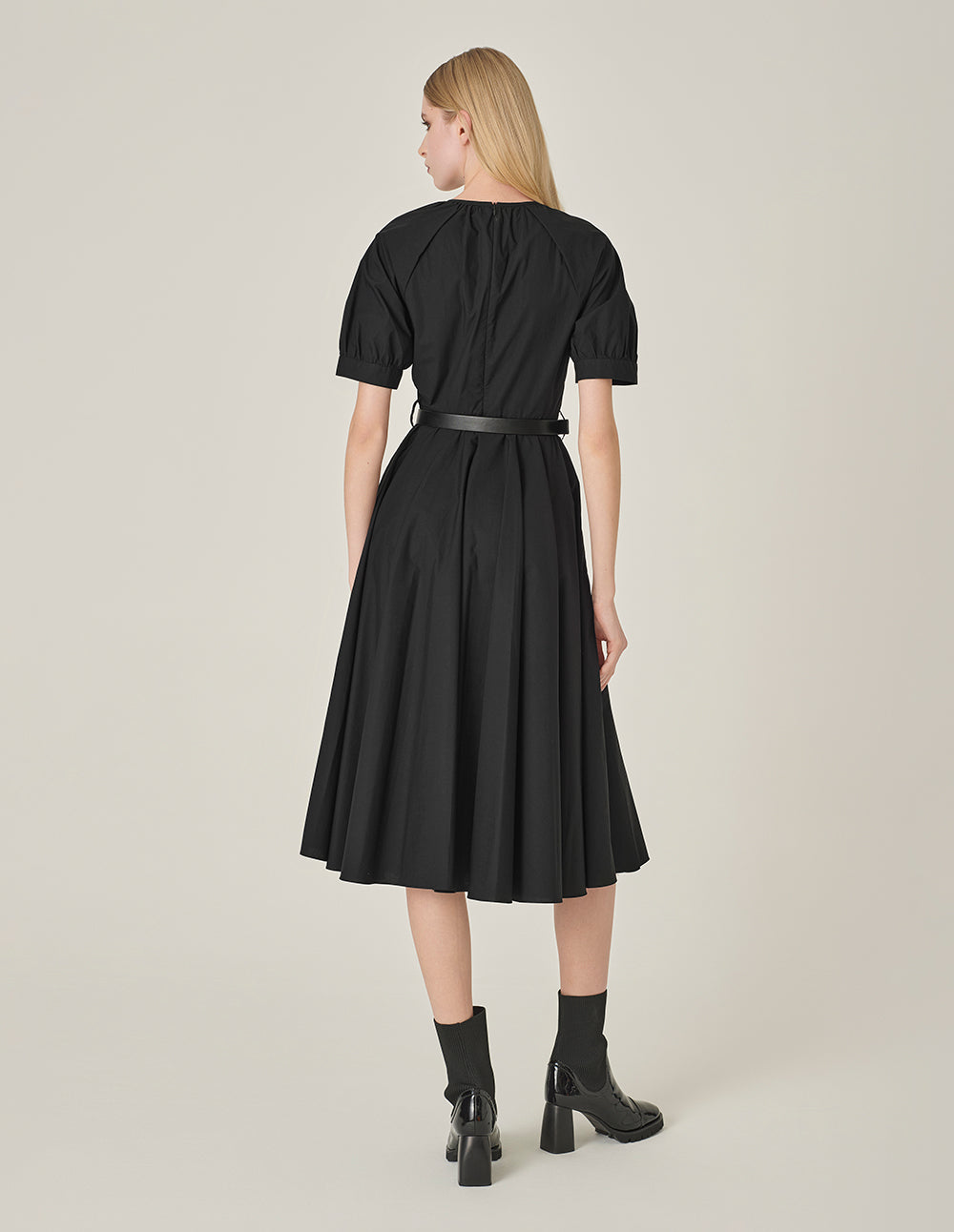 MARYLING Black V-Neck Swing Dress