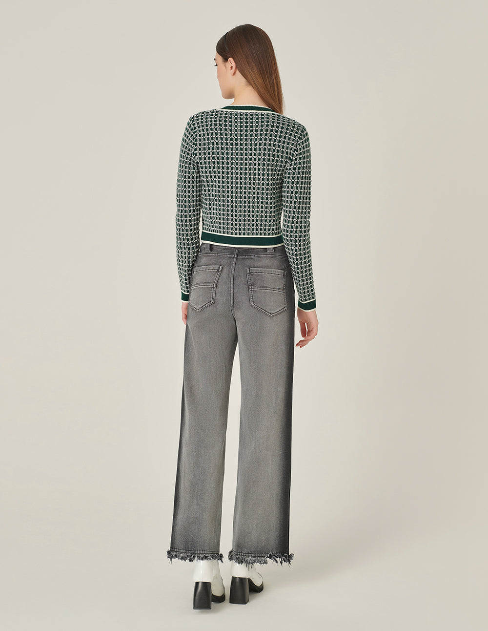 MARYLING Wide-Leg Ankle-Washed Straight Denim Pants