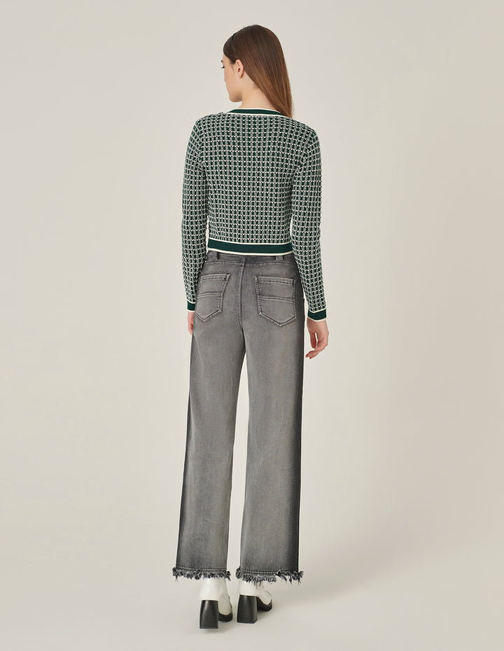 MARYLING Wide-Leg Ankle-Washed Straight Denim Pants