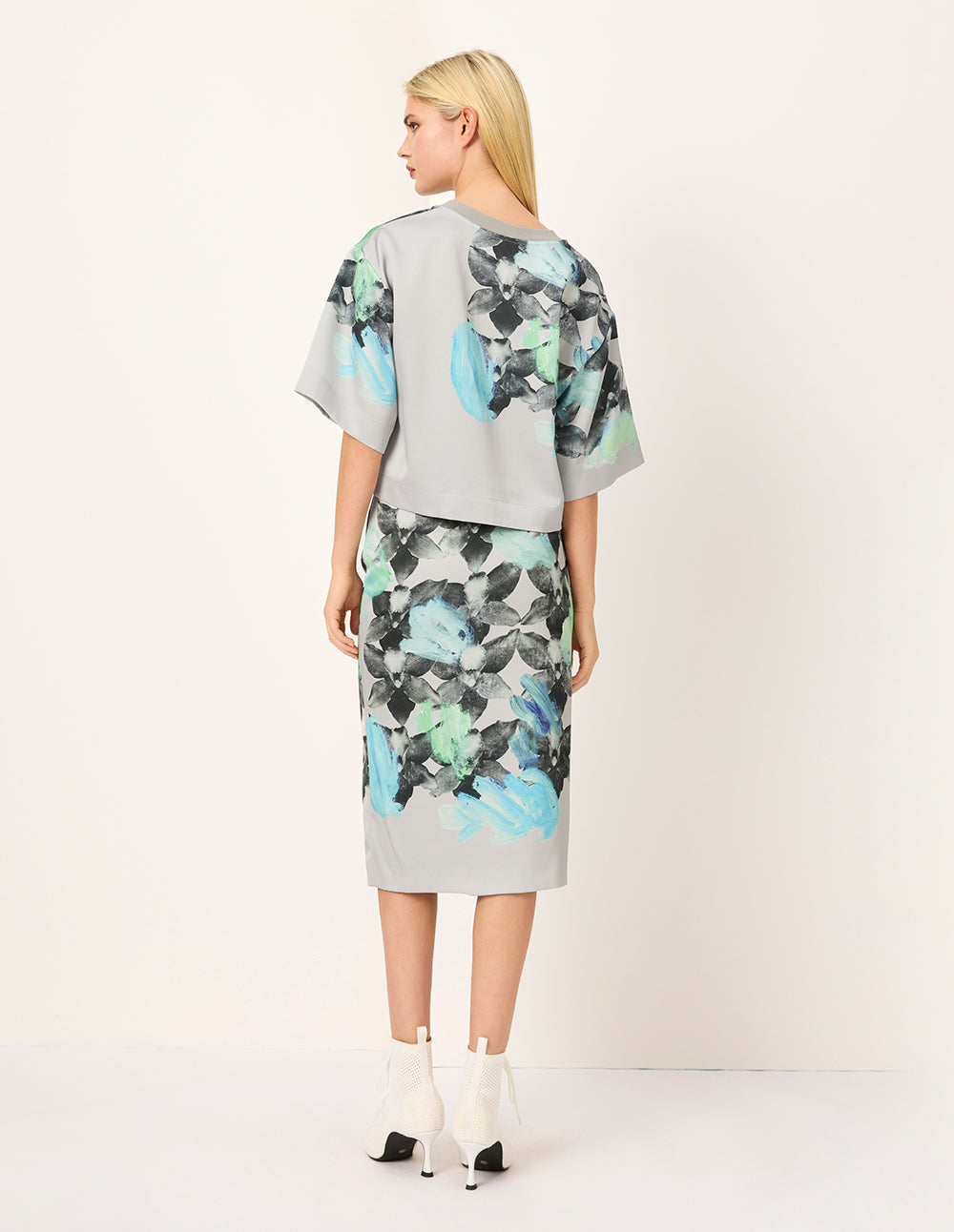 MARYLING Floral-Print Pencil Knee-Lenght Skirt