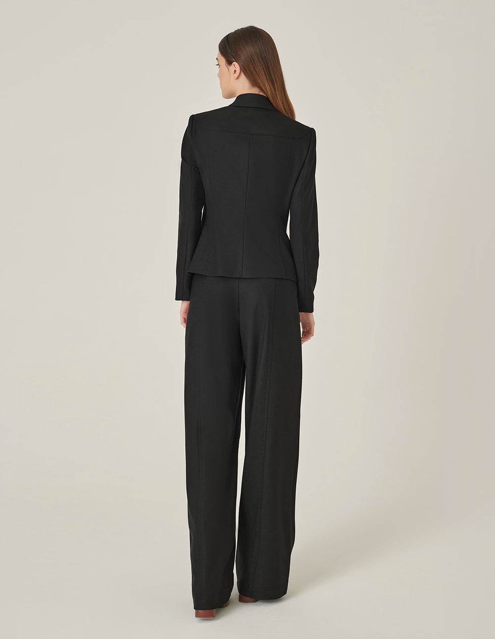 MARYLING Black Double-Breasted Faux Wool Blazer