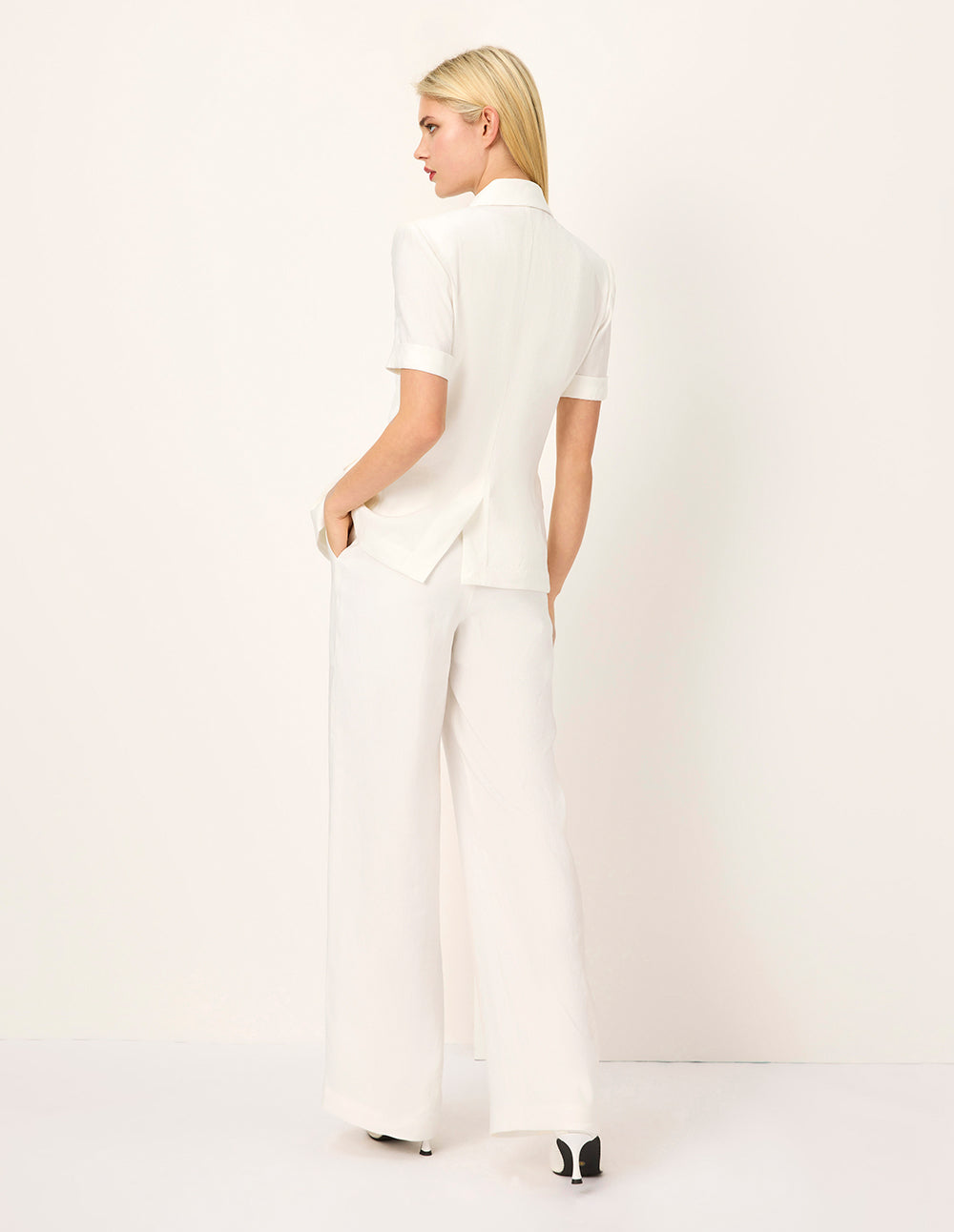 MARYLING Classic White High-Waist Wide-Leg Pants