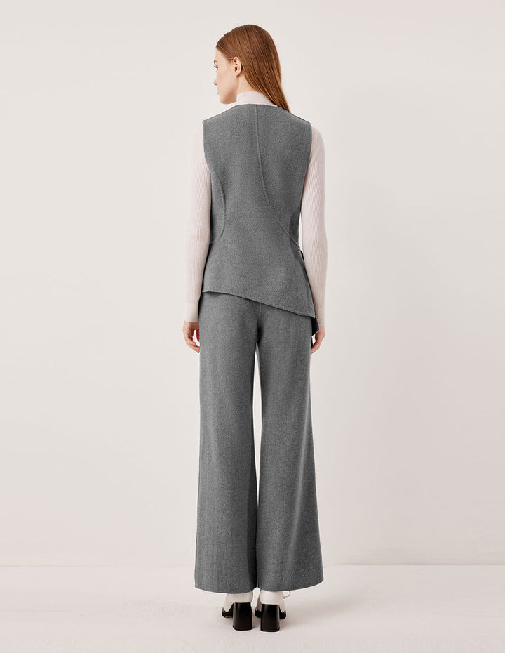 MARYLING High-Waisted Drape Wide Leg Wool Straight Trousers