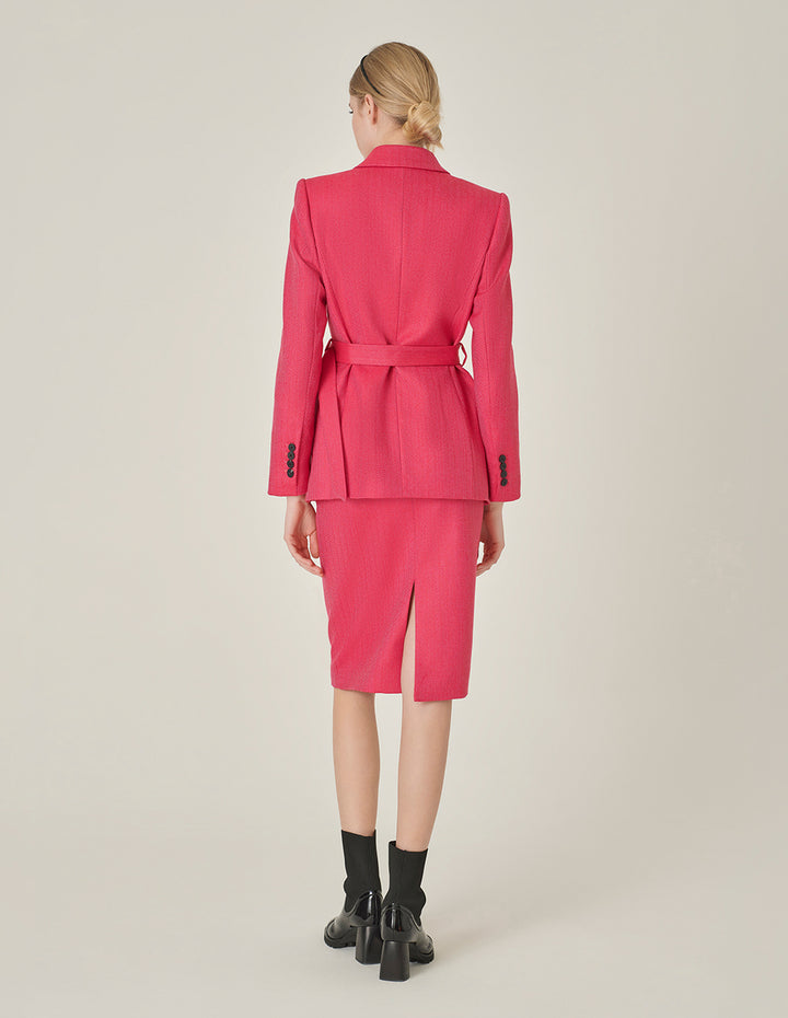 MARYLING Rose Pink Herringbone Knee-Length Skirt