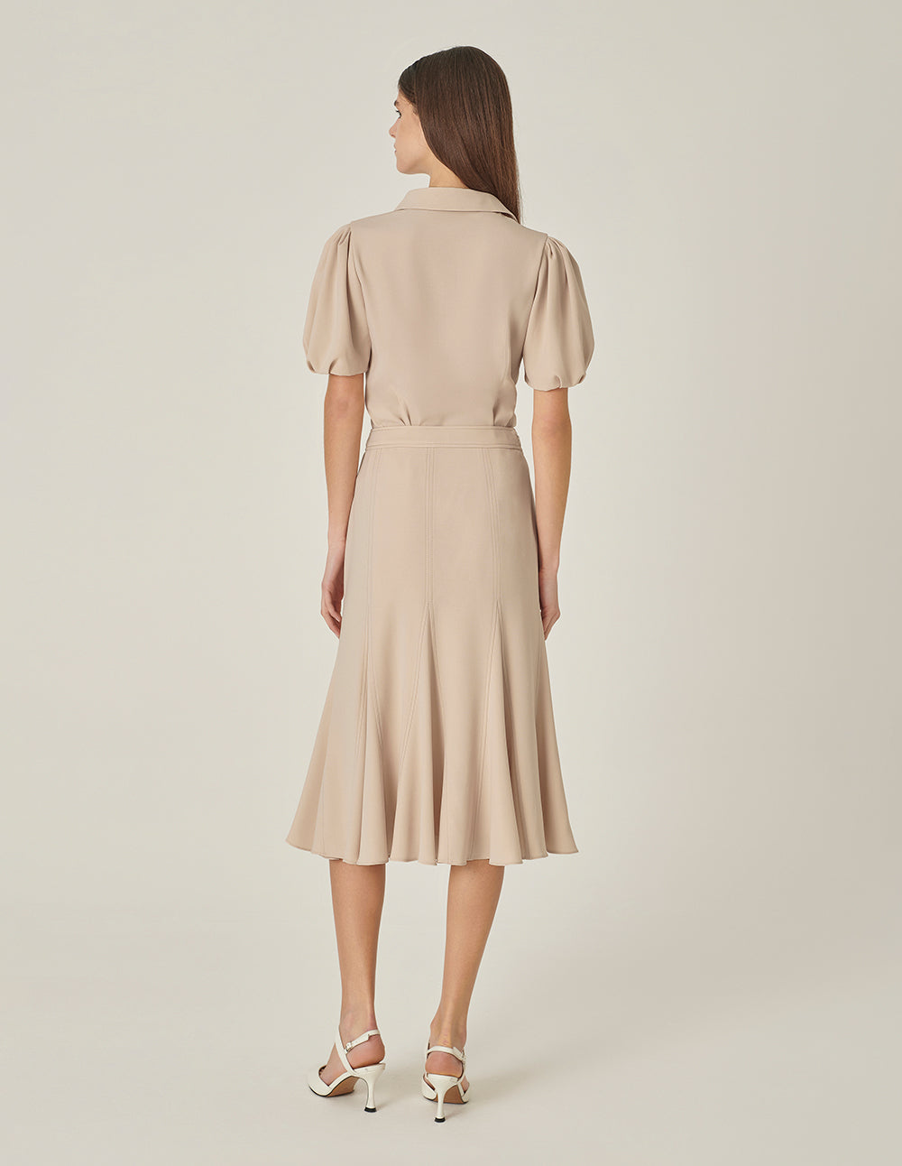 MARYLING Geometric Design Apricot Fishtail Skirt