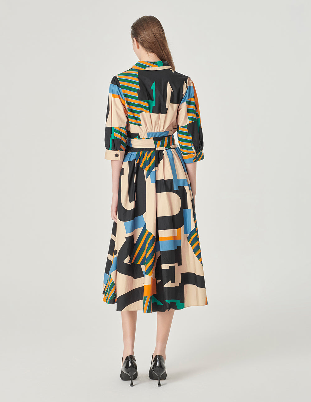 MARYLING Mid-Sleeve Printed Dress