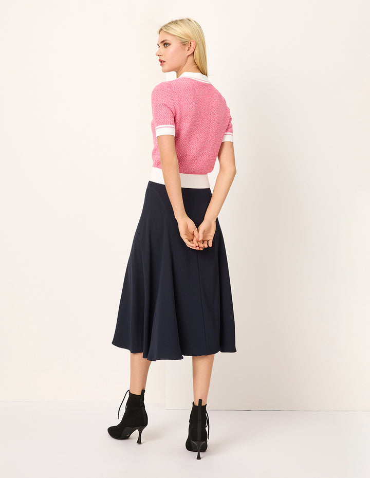 MARYLING Navy Blue Knee-Length Trumpet Skirt