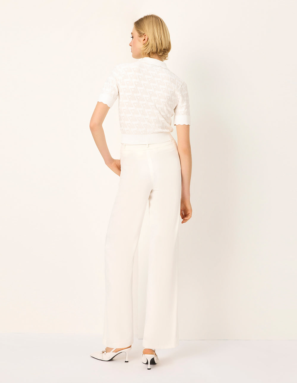 MARYLING Lapel Short-Sleeve Knit Cardigan