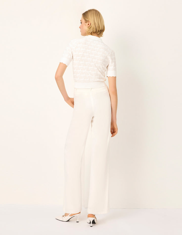 MARYLING Lapel Short-Sleeve Knit Cardigan