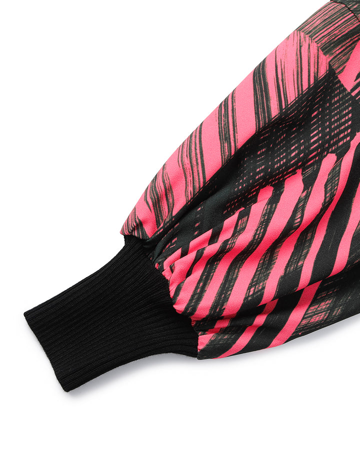 MARYLING V-Shaped Patchwork Knitted Printed Dress